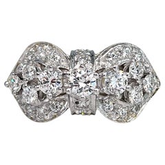 Vintage 14 Karat Gold TW 0.96 Carat Diamond Bow Shape Cocktail Ring