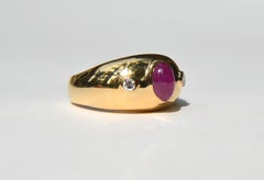 Vintage 14 Karat Gold 1 Carat Ruby Diamond Gypsy Set Band Ring