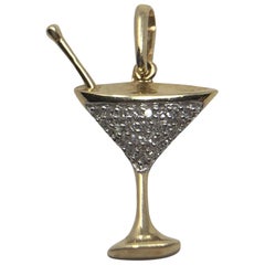 Vintage 14 Karat Gold .15 Carat TDW Diamond Martini Glass Pendent Charm