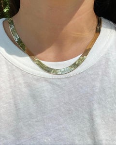 Vintage 14 Karat Gold Thick Herringbone Chain Necklace