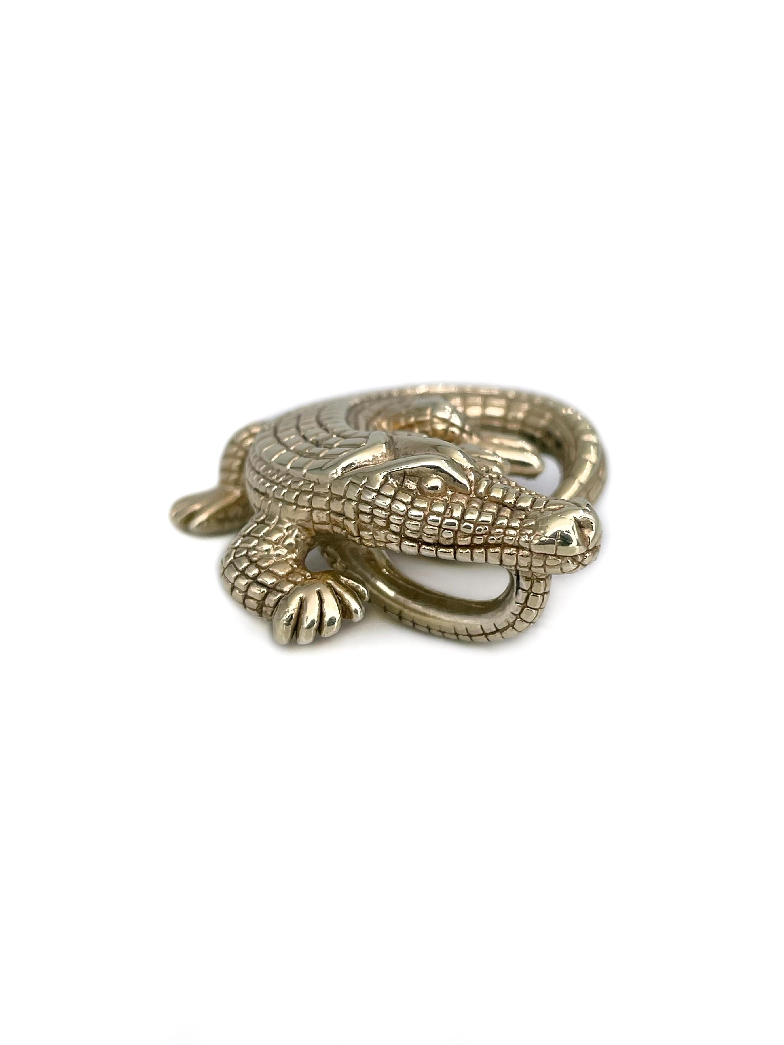 Vintage 14 Karat Gold Alligator Slide Anhänger Halskette (Moderne) im Angebot