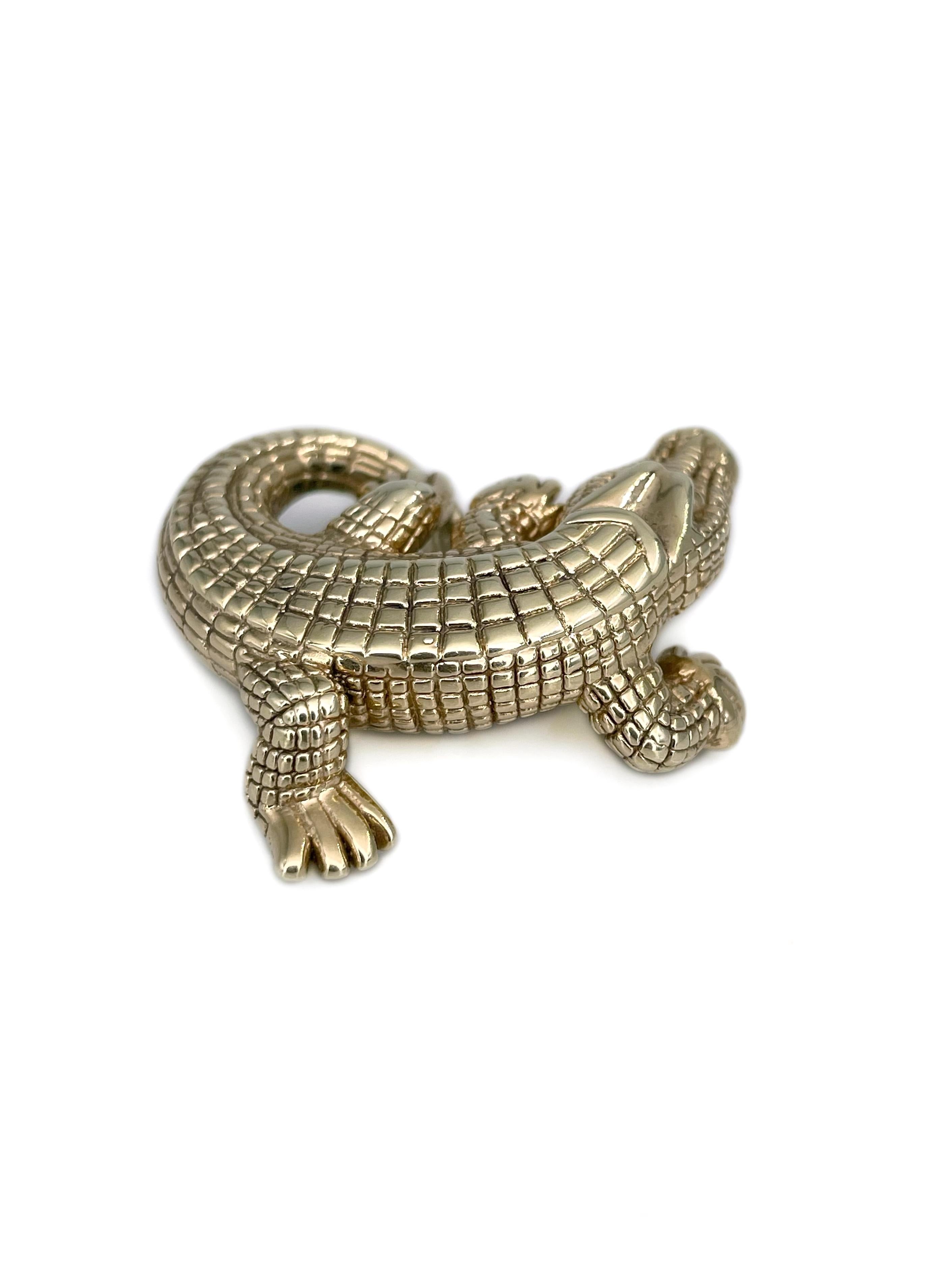 Vintage 14 Karat Gold Alligator Slide Anhänger Halskette im Zustand „Gut“ im Angebot in Vilnius, Vilniaus apskr.