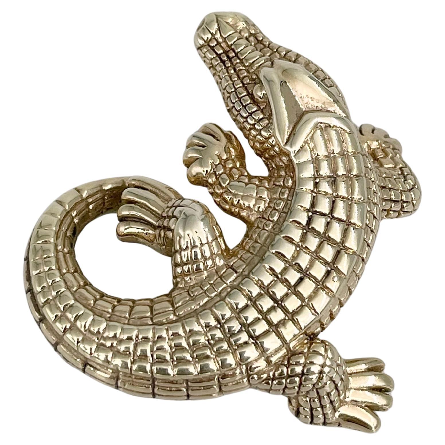 Vintage 14 Karat Gold Alligator Slide Anhänger Halskette im Angebot