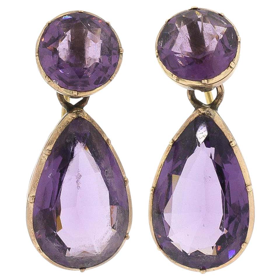 Gold earrings with amethyst Clearance