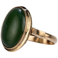 Vintage 14 Karat Gold and Nephrite Jade Ring