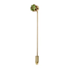 Antique 14 Karat Gold and Peridot Gemstone Stick Pin
