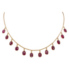 Vintage 14 Karat Gold and Ruby Necklace, 1980s