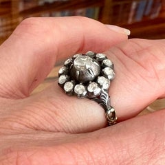 Vintage Rose Cut Diamonds 14K Gold and Silver Ring