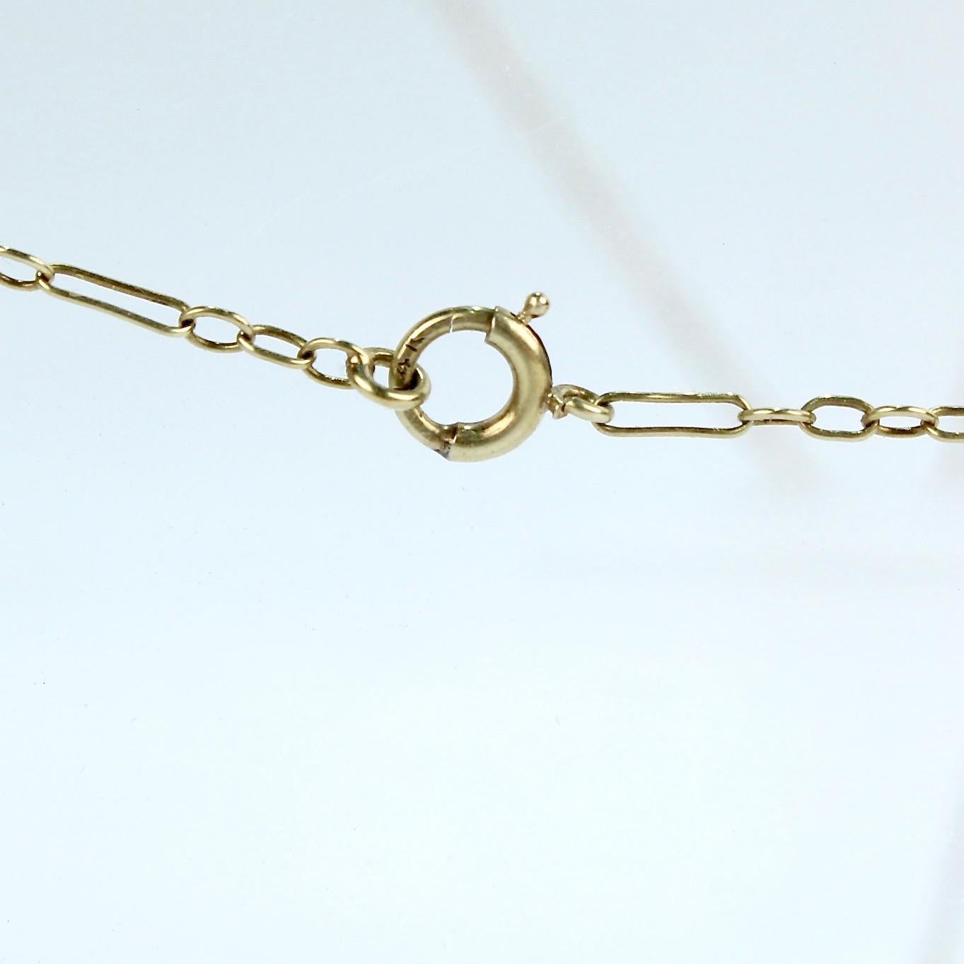 Vintage 14 Karat Gold Blue Topaz & Pearl Teardrop Shape Necklace 1
