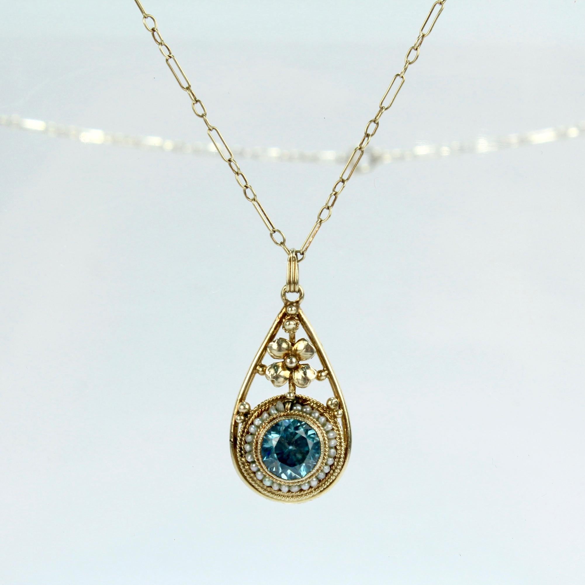 blue topaz teardrop necklace