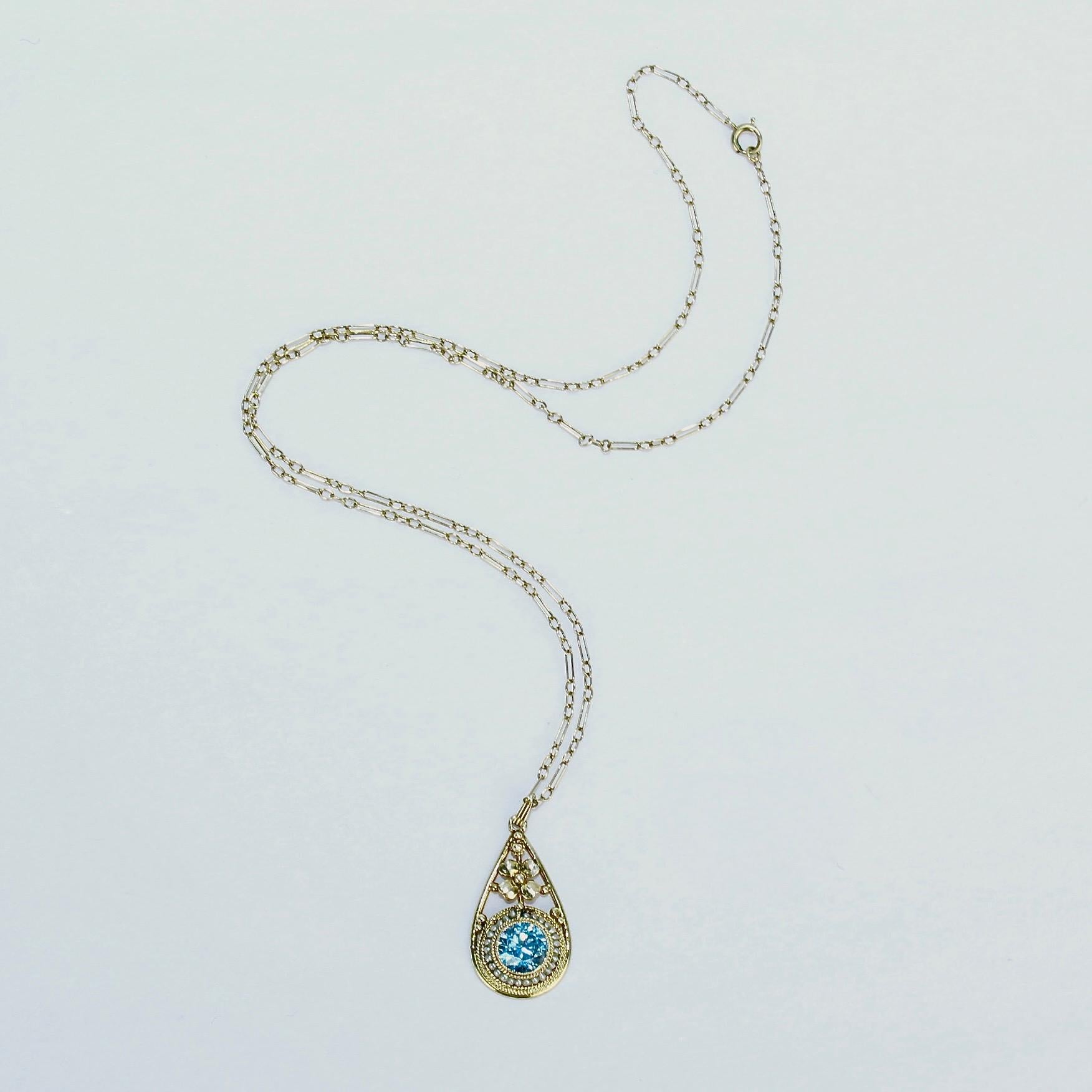 vintage blue topaz necklace