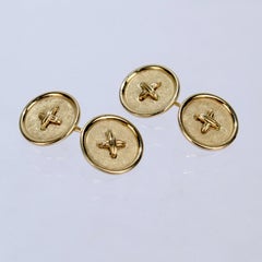 Vintage 14 Karat Gold Button Form Cufflinks