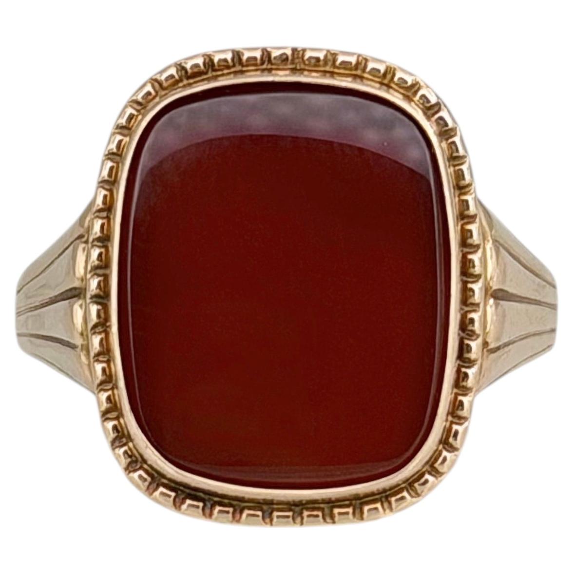 Vintage 14 Karat Gold Karneol Rechteck Signet Ring