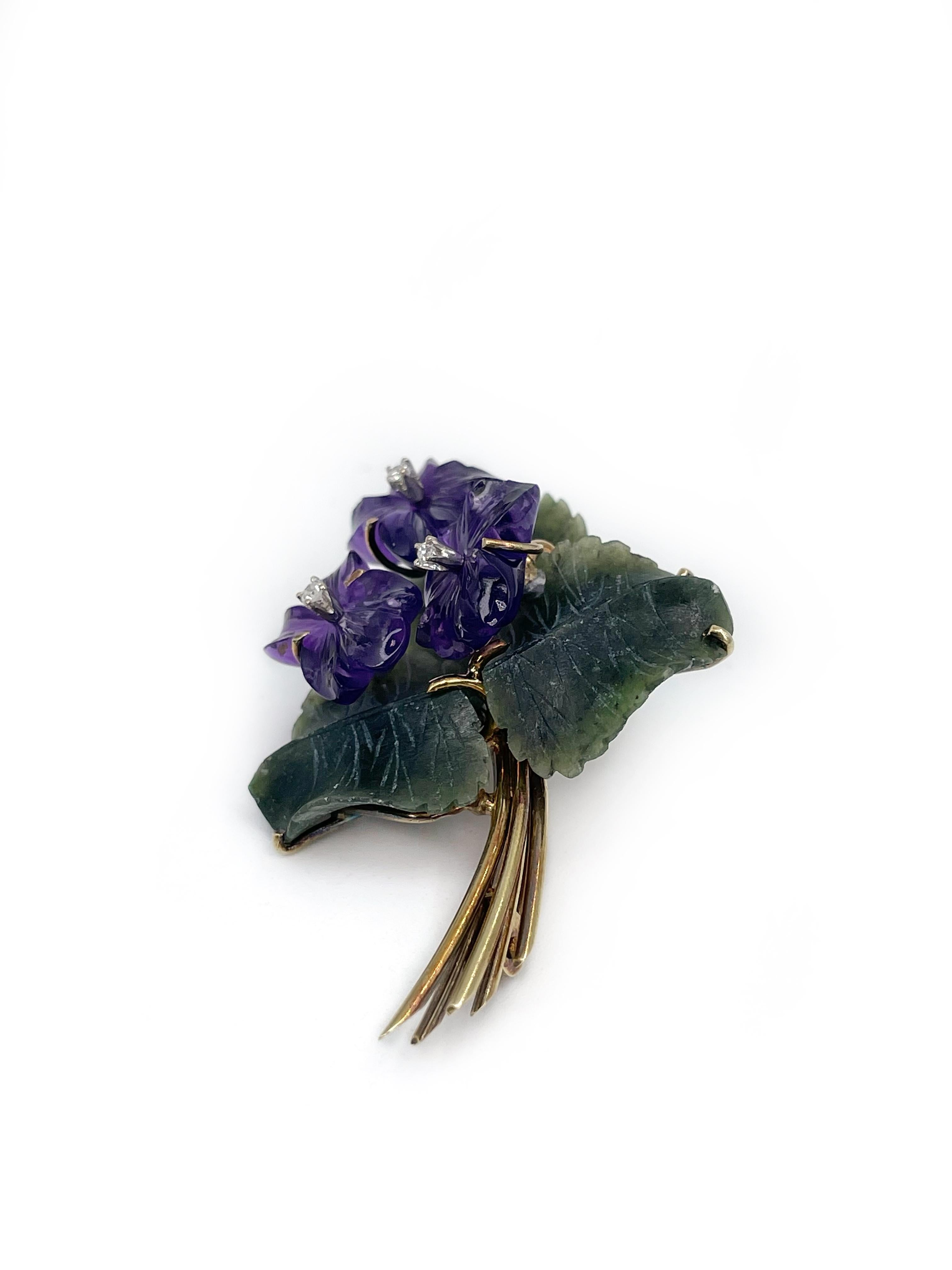 violet quartz used as decoration in brooches