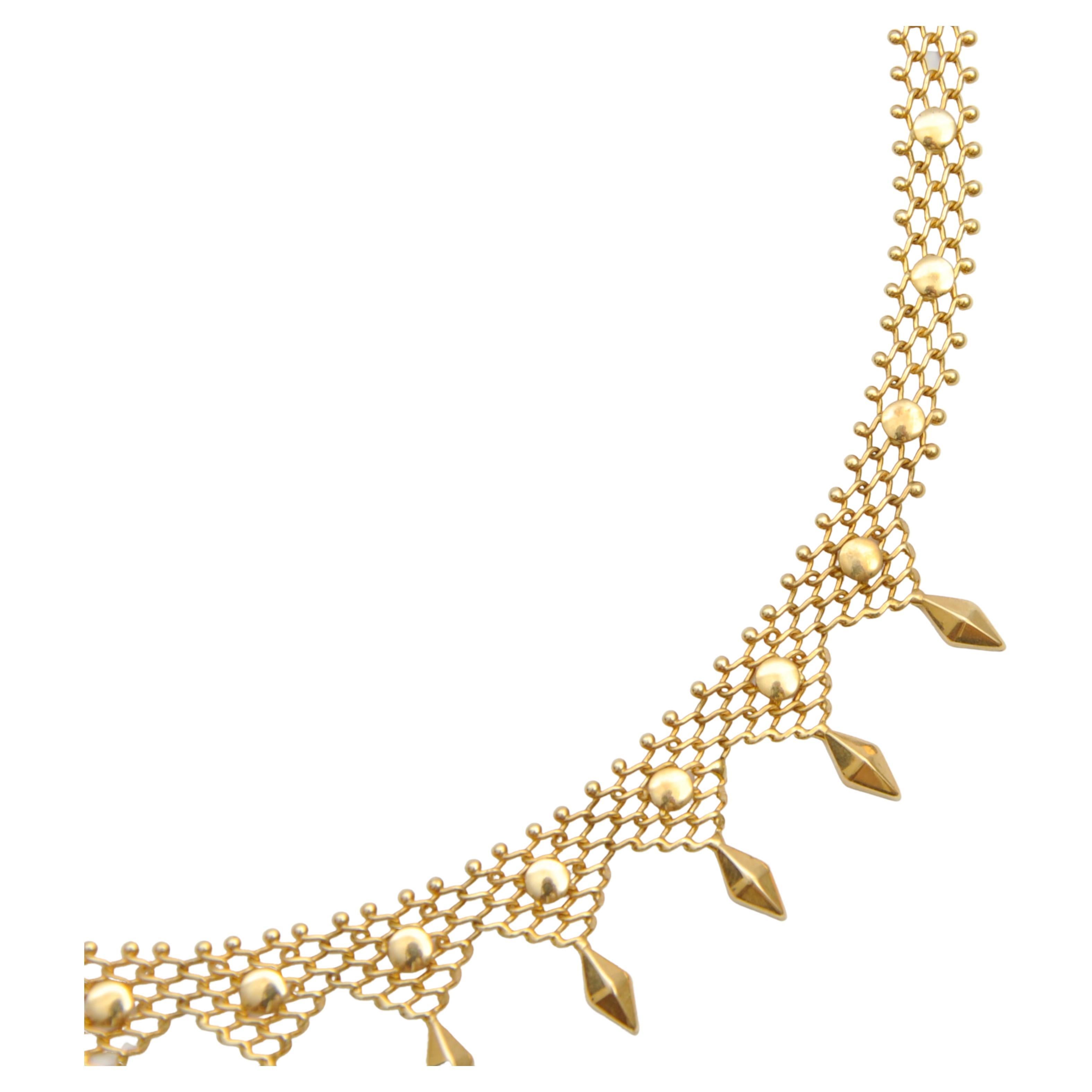 Vintage 14 Karat Gold Choker Woven Chain Necklace In Good Condition For Sale In Rotterdam, NL