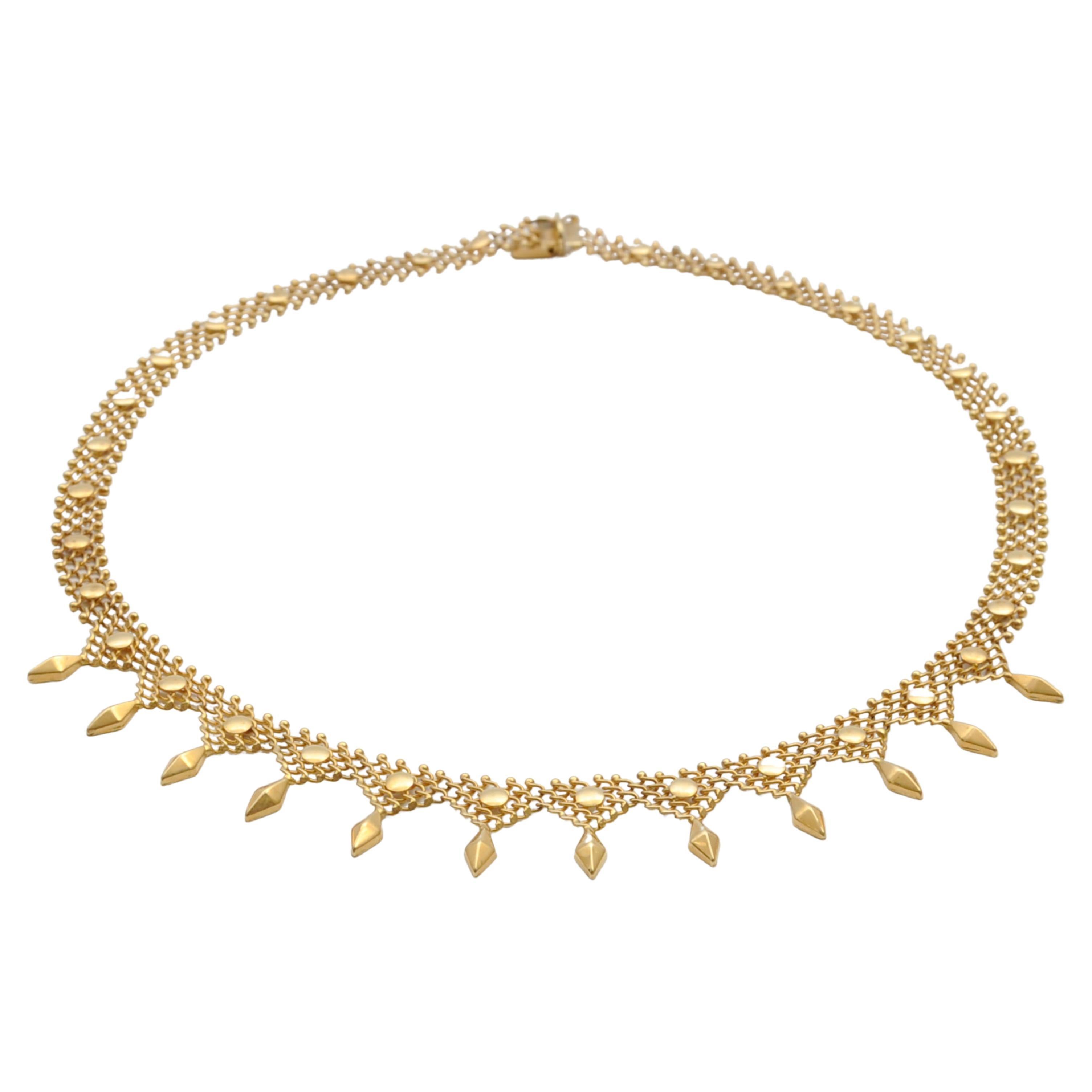 Vintage 14 Karat Gold Choker Woven Chain Necklace For Sale 1
