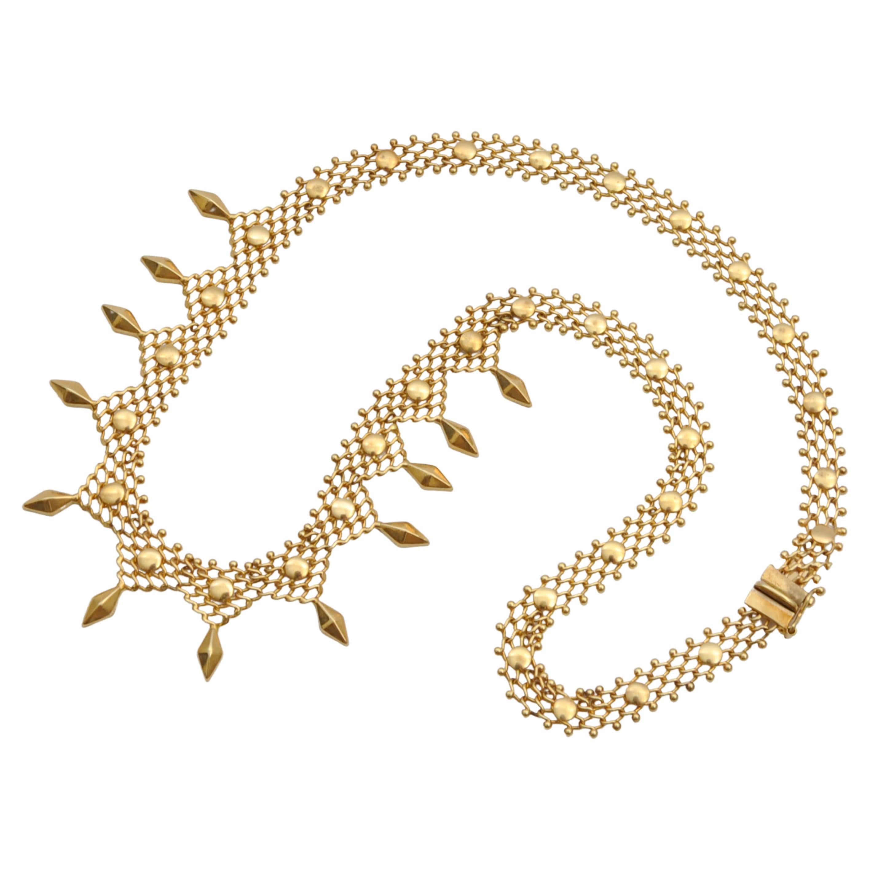 Vintage 14 Karat Gold Choker Woven Chain Necklace For Sale 1