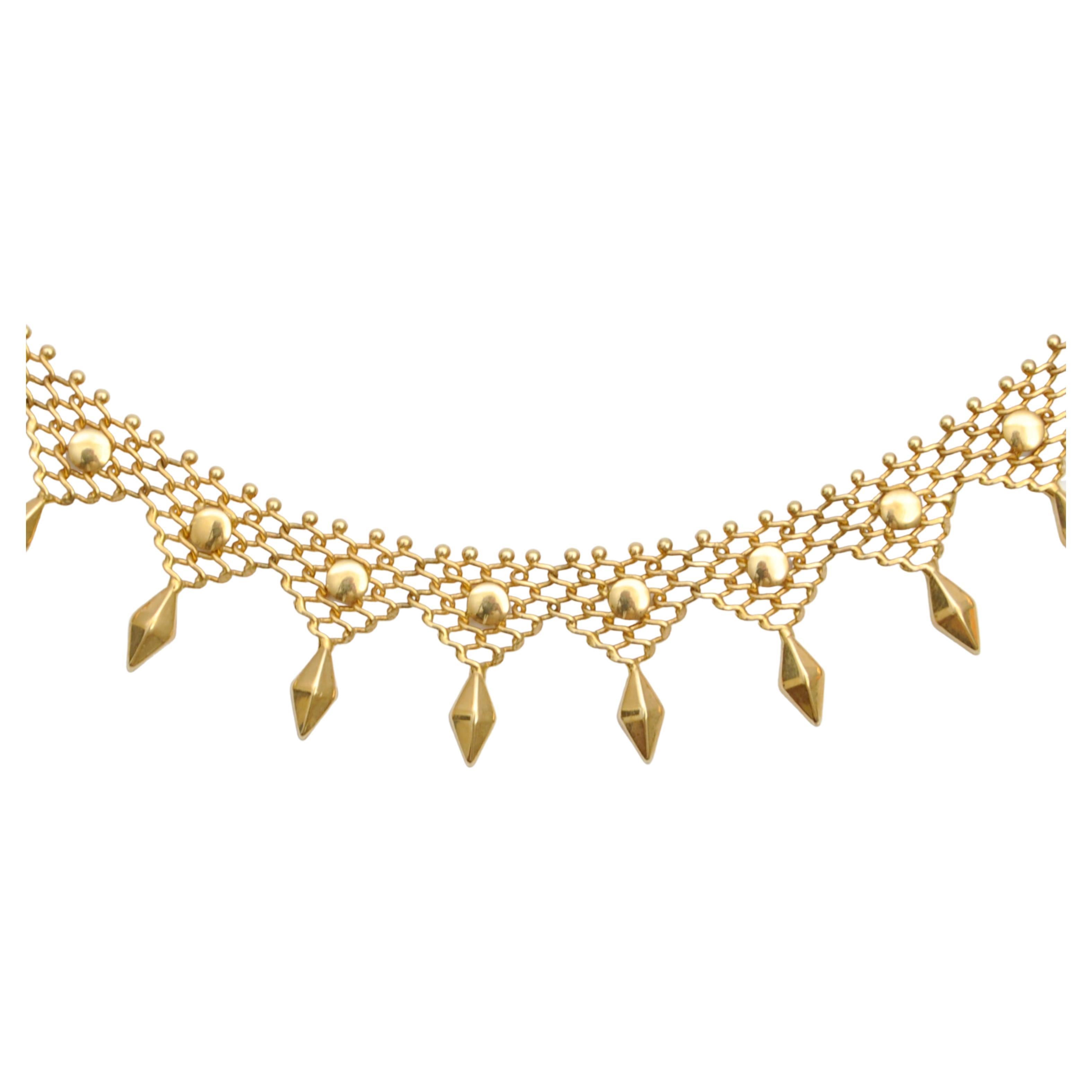 Vintage 14 Karat Gold Choker Woven Chain Necklace For Sale 4