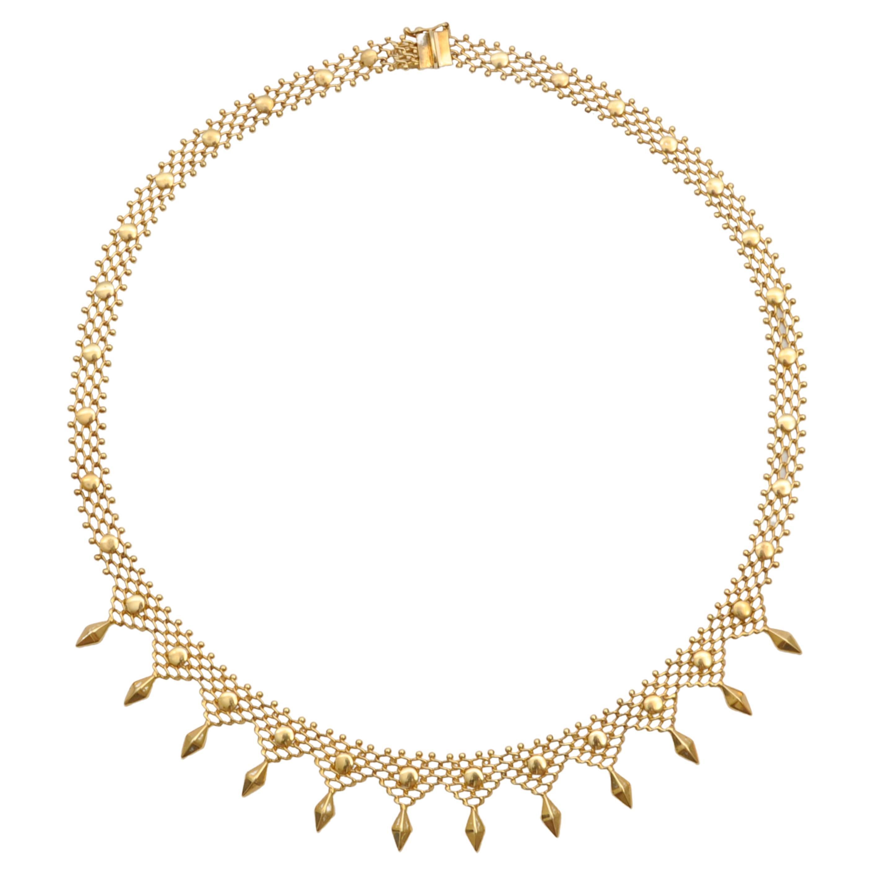 Vintage 14 Karat Gold Choker Woven Chain Necklace For Sale