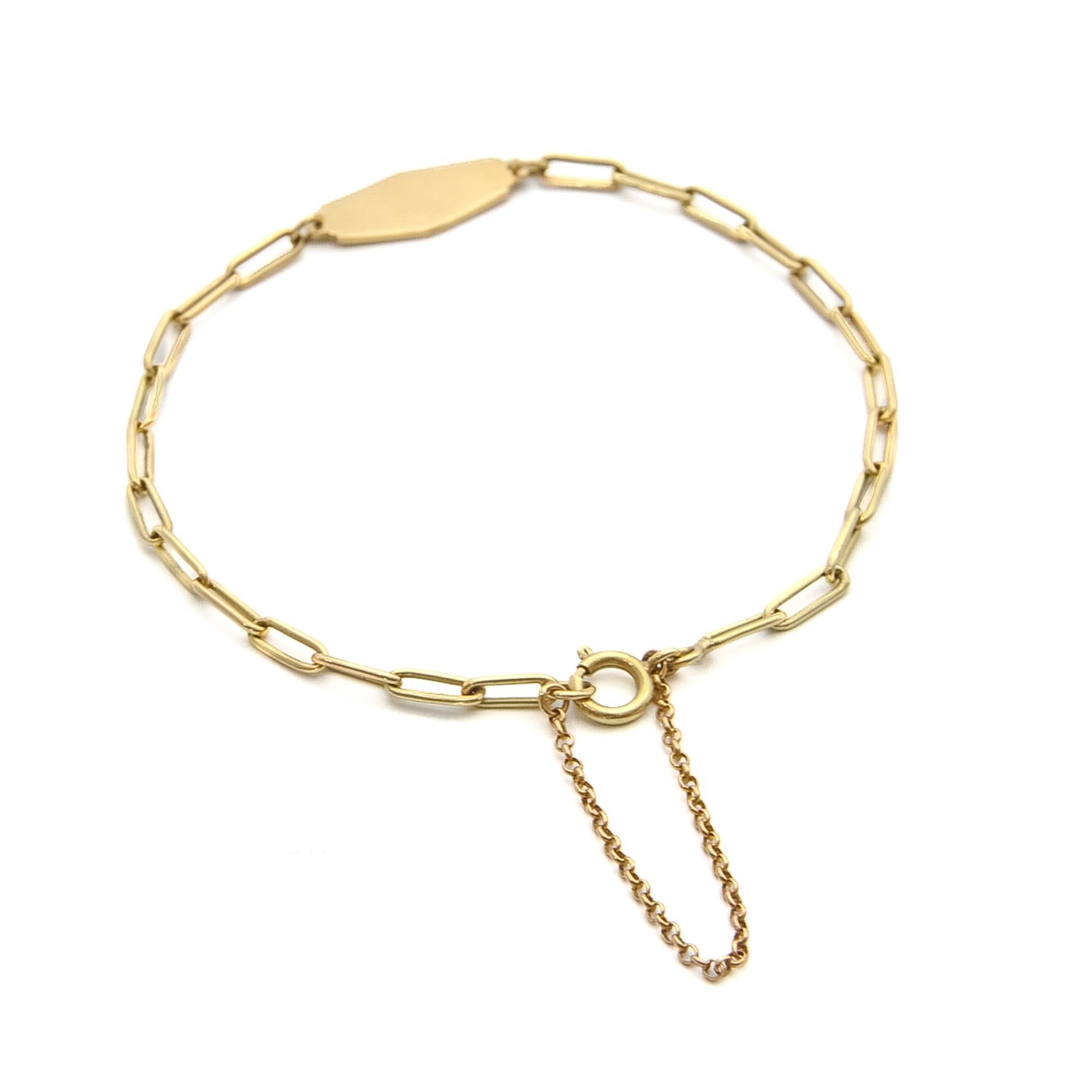 Women's or Men's Vintage 14 Karat Gold Clasping Link Bracelet For Sale
