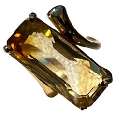 Vintage 14 Karat Gold Emerald Cut Citrine Ring