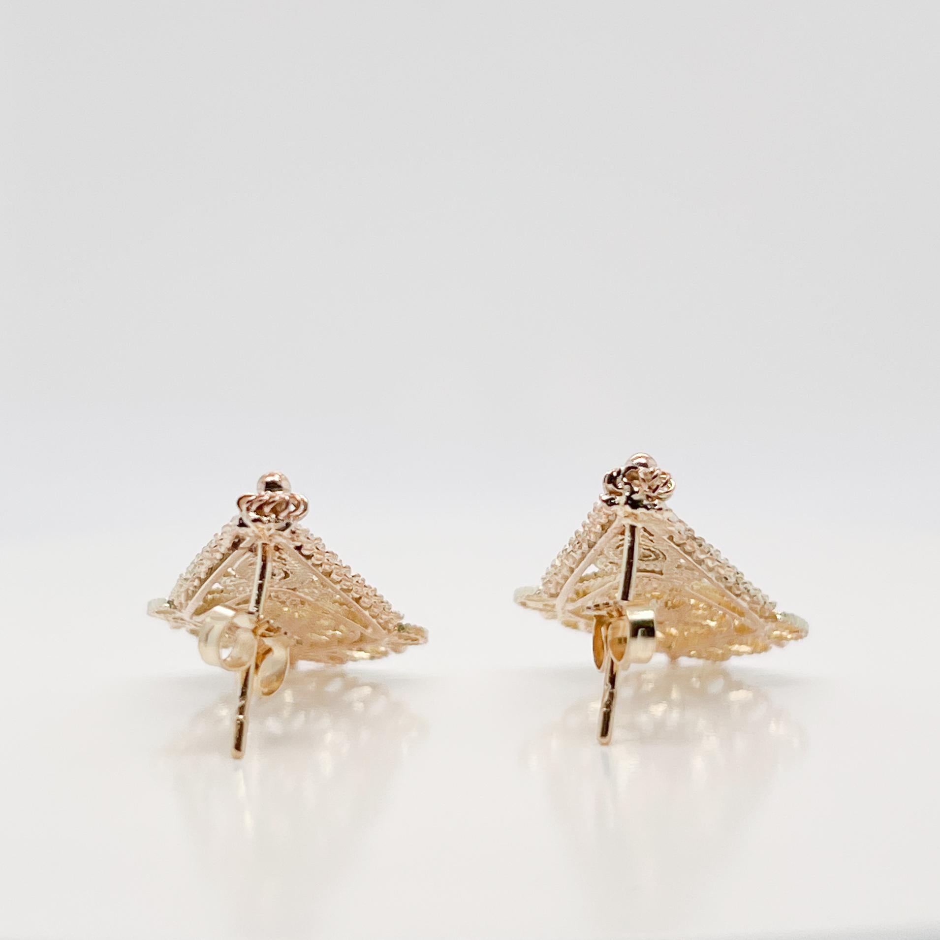 Filigrane Ohrringe im etruskischen Revival-Stil, 14 Karat Gold im Angebot 5