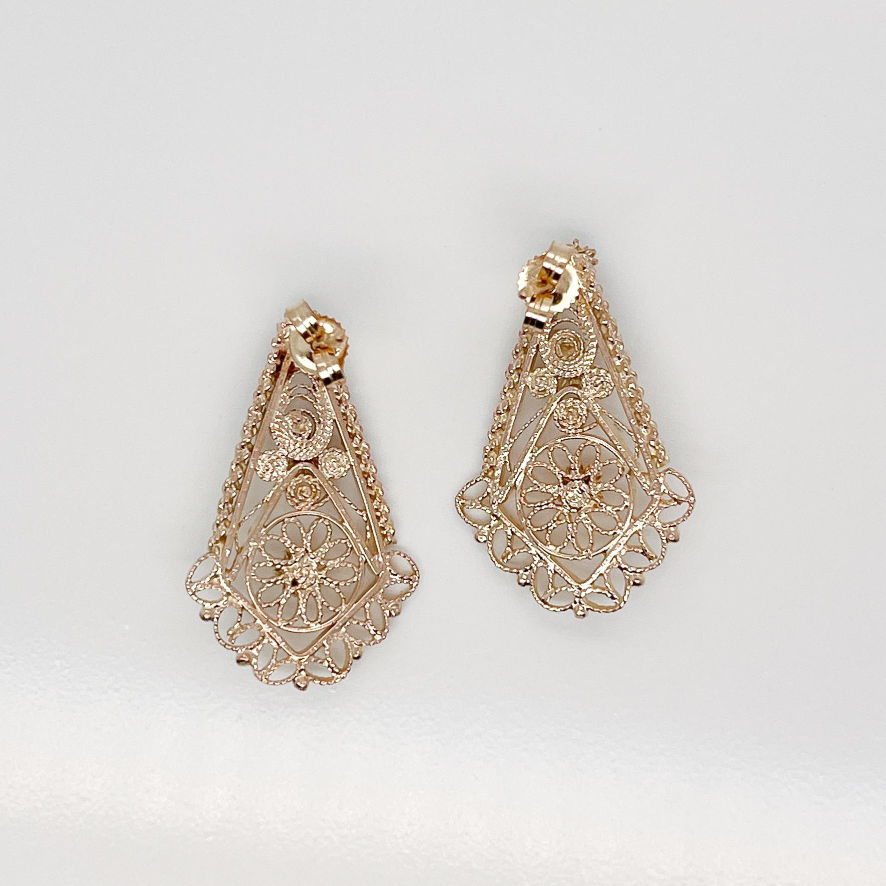 Filigrane Ohrringe im etruskischen Revival-Stil, 14 Karat Gold im Angebot 7
