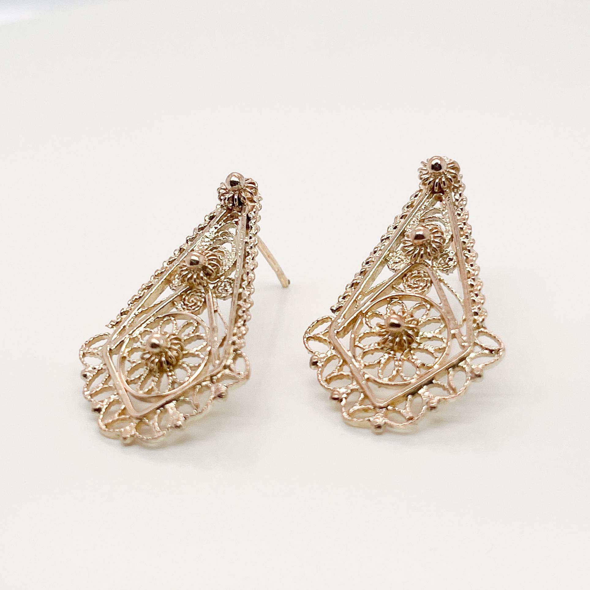 vintage gold filigree earrings