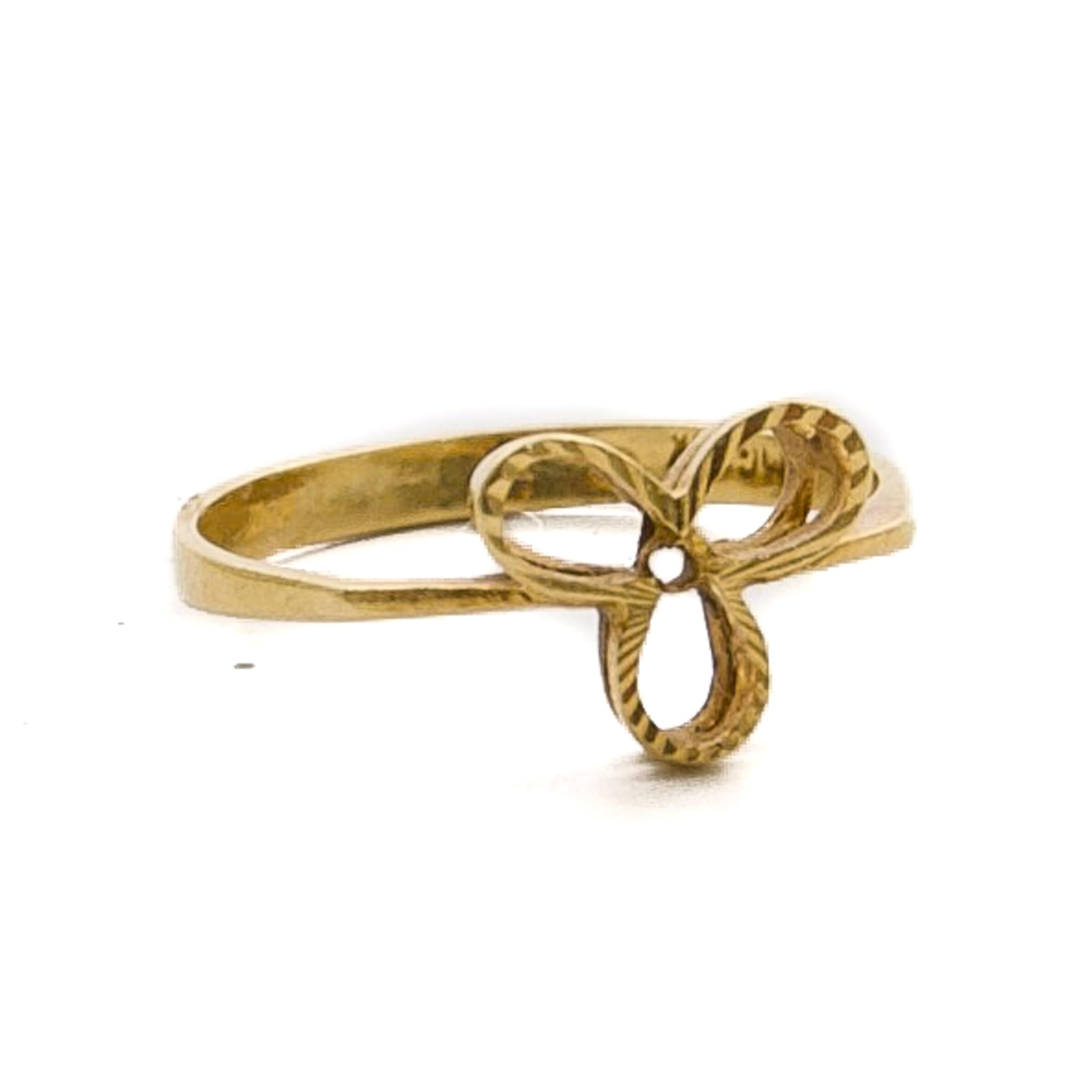 Vintage 14 Karat Gold Good Luck Clover Leaf Ring For Sale 2