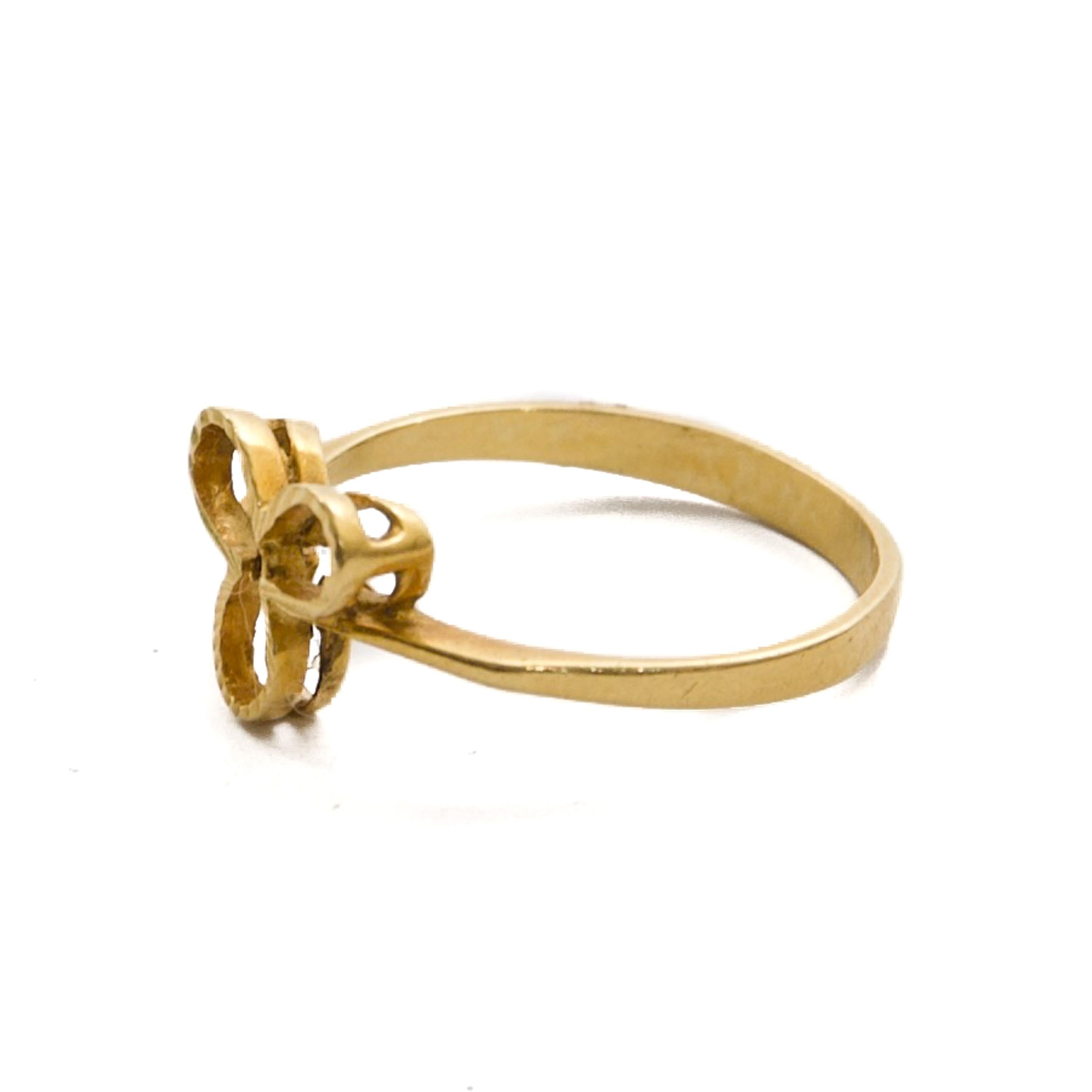 Vintage 14 Karat Gold Good Luck Clover Leaf Ring For Sale 3