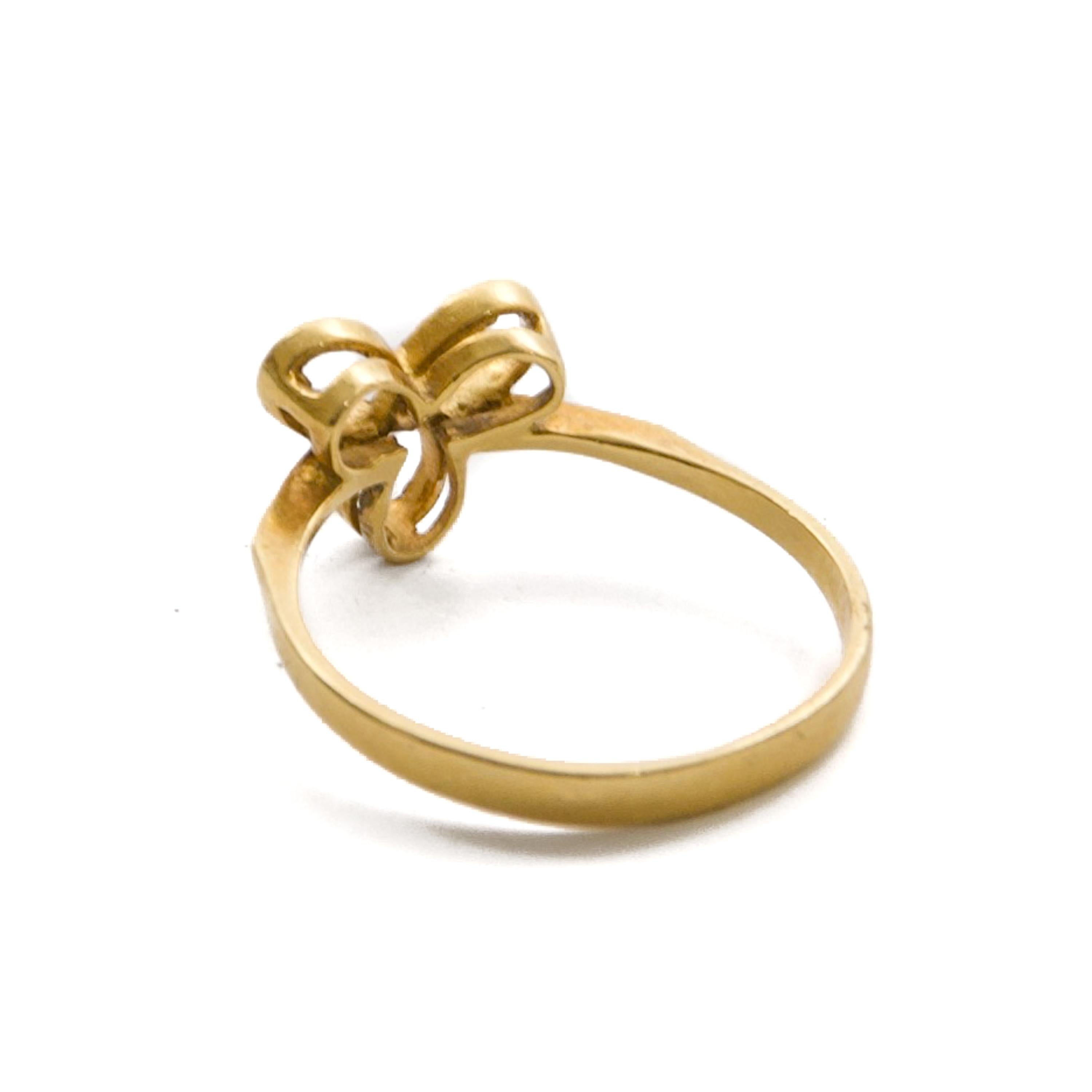 Vintage 14 Karat Gold Good Luck Clover Leaf Ring For Sale 4