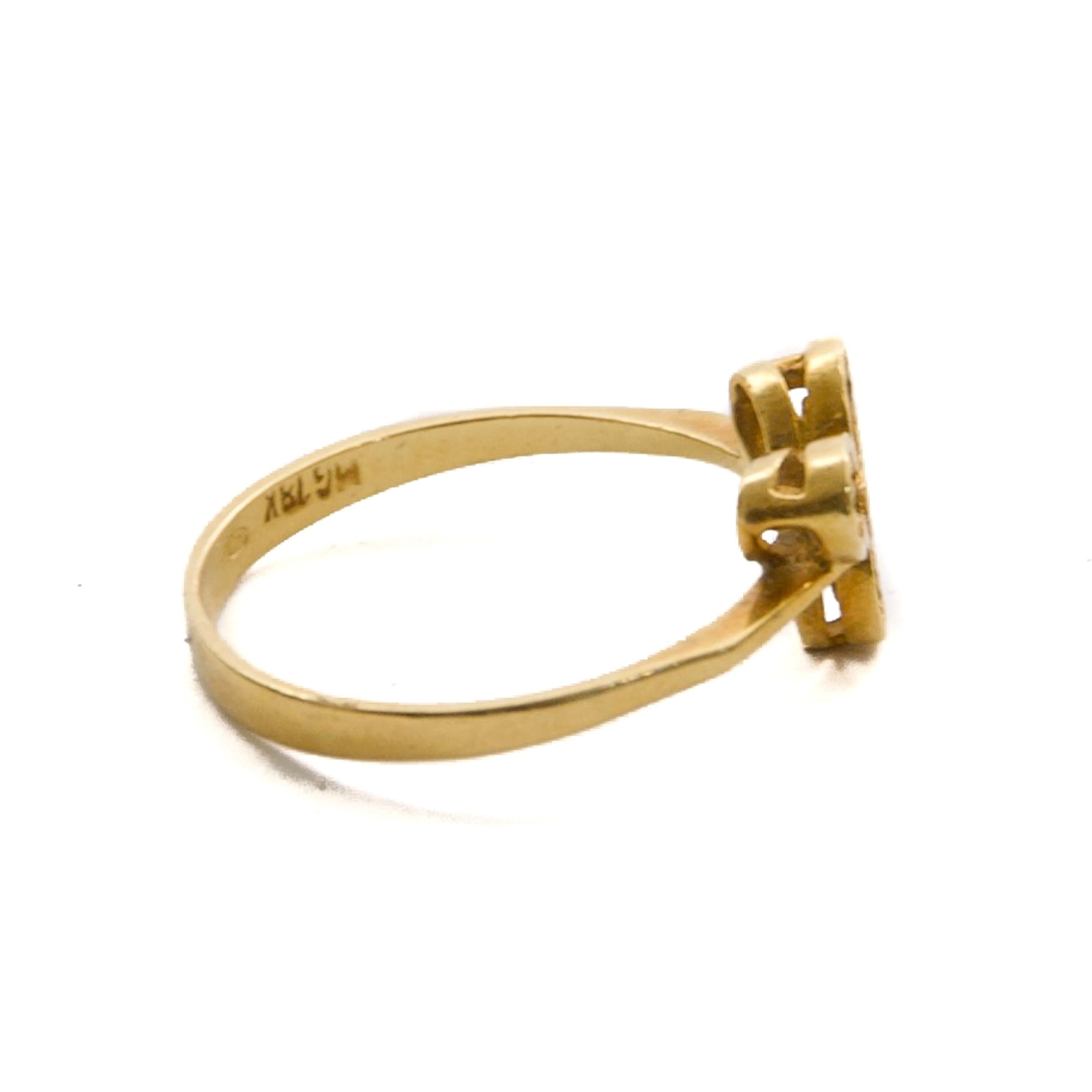 Vintage 14 Karat Gold Good Luck Clover Leaf Ring For Sale 5