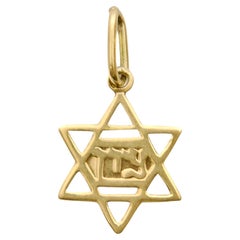 14 Karat Gold Retro 1940's Jewish Star of David Zion Charm Pendant