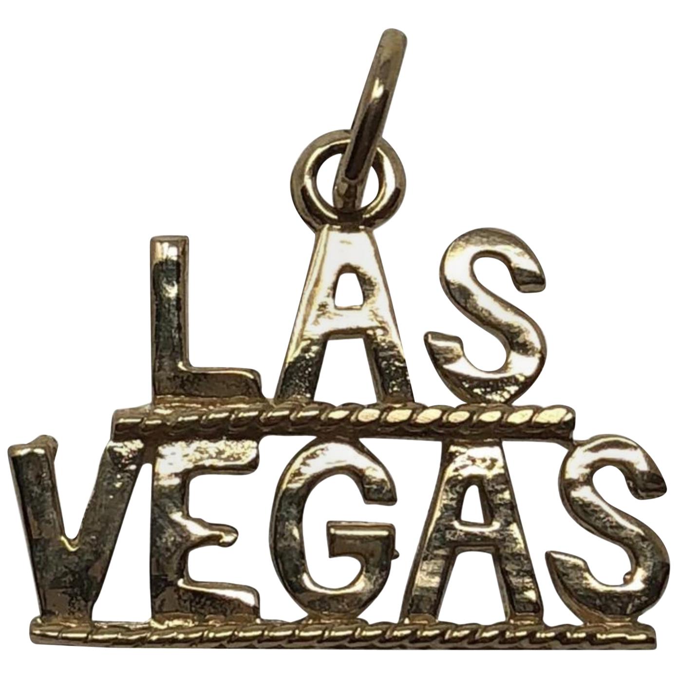 Vintage 14 Karat Gold Las Vegas Pendent Charm For Sale