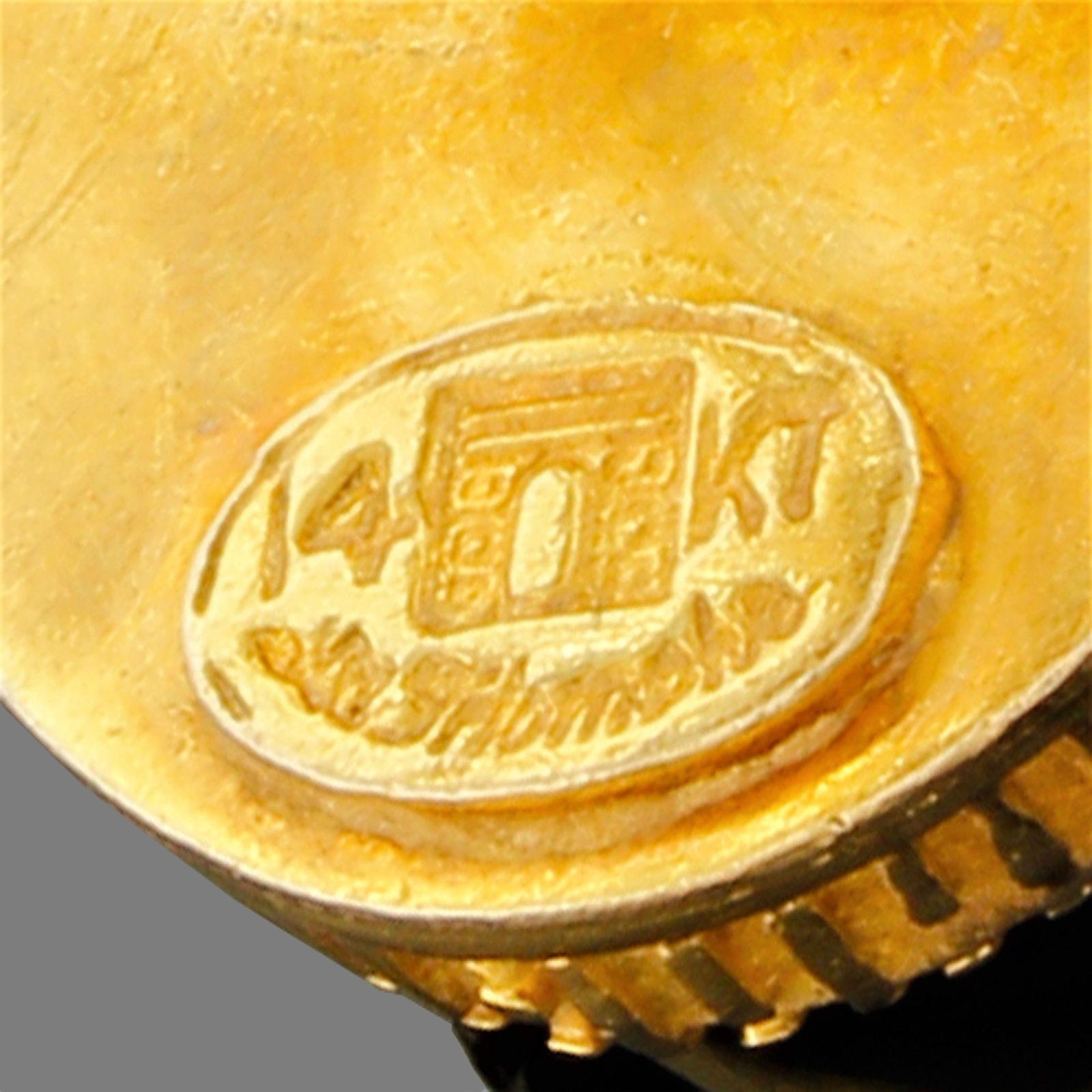 La Triomphe 14 Karat Gold Herren Lapis Manschettenknöpfe von La Triomphe 14,95 Gramm Vollgröße im Angebot 2