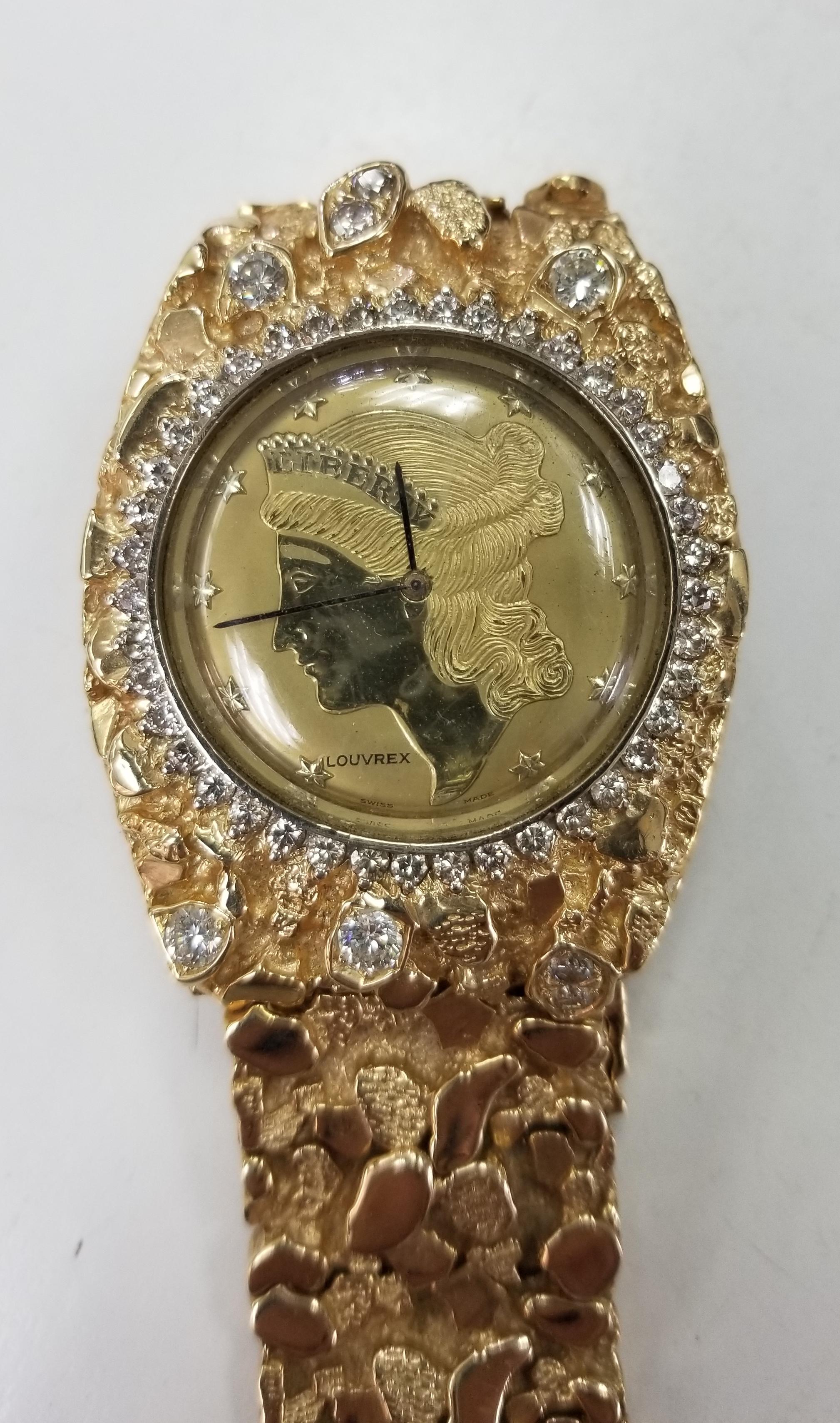 Artisan VIntage Montre pour homme en or 14 carats avec bracelet 