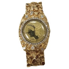 Orologio da uomo "Nugget" con bracciale e diamanti "Louvrex" in oro 14 carati di VIntage