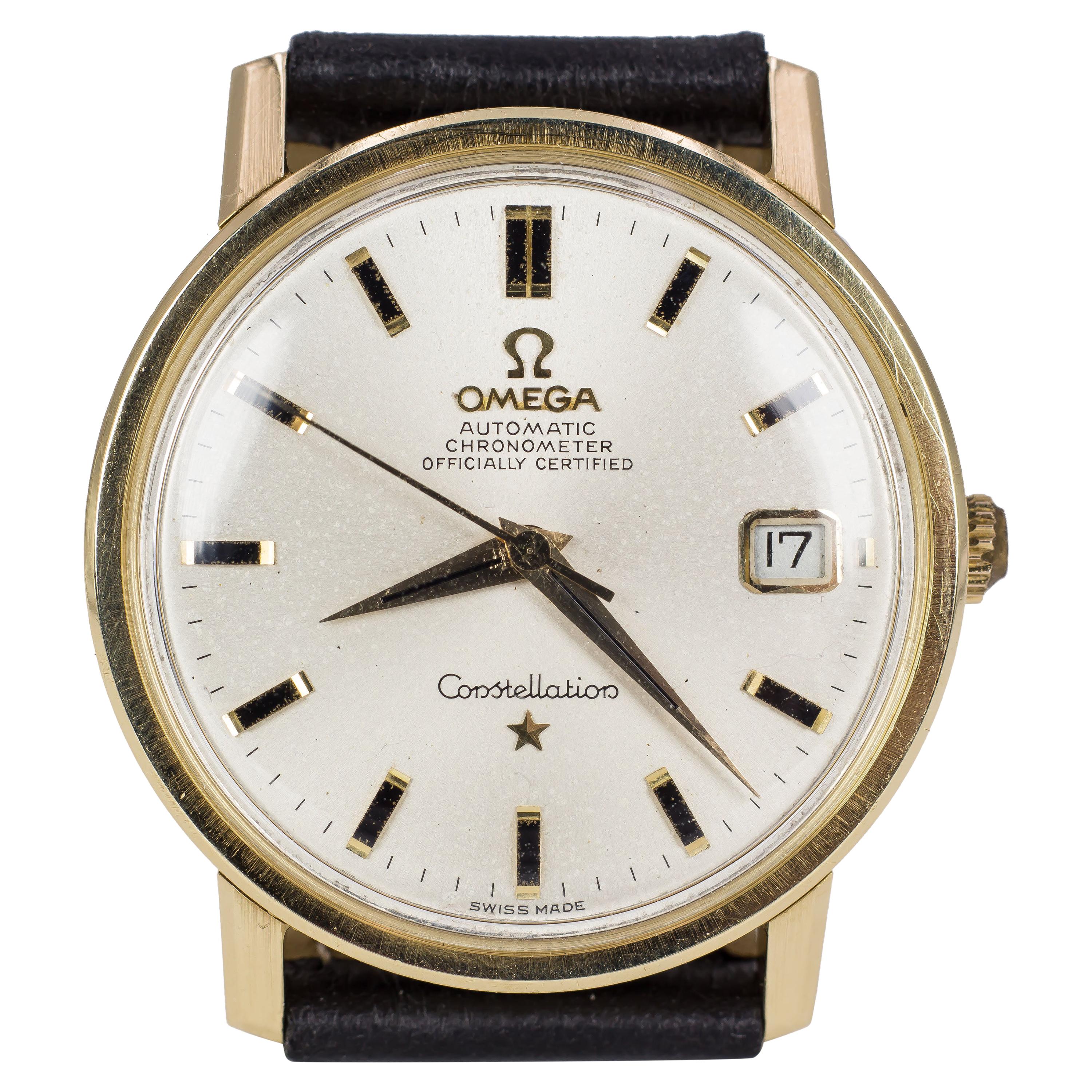 Vintage 14 Karat Gold Omega Constellation Chronometer Wristwatch, 1960s