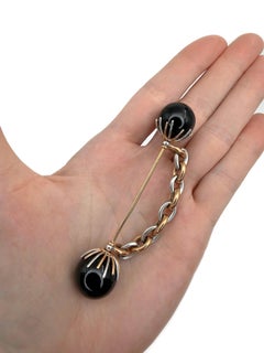 Spilla Jabot a catena in oro 14 carati d'epoca