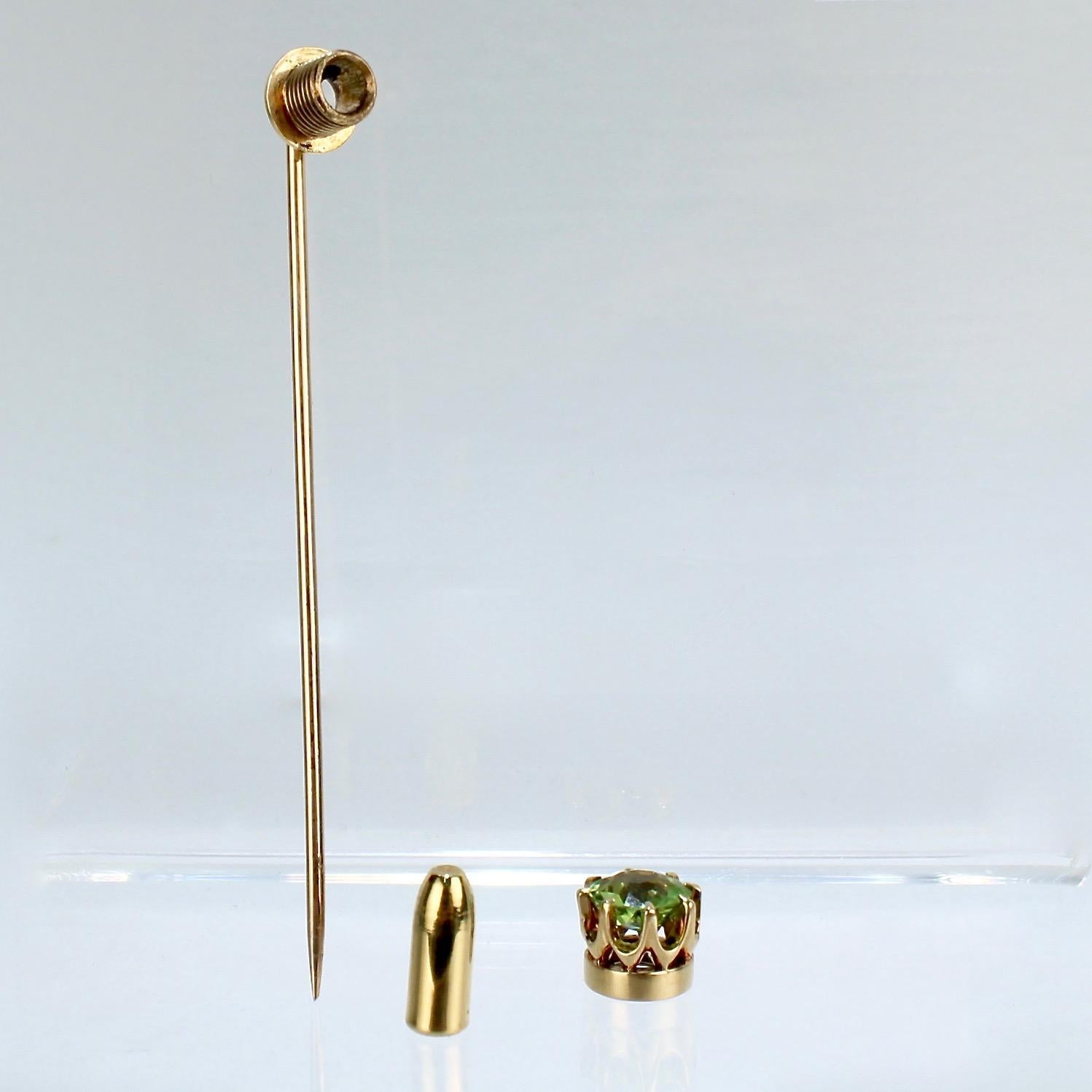 Vintage 14 Karat Gold and Peridot Gemstone Stick Pin 5