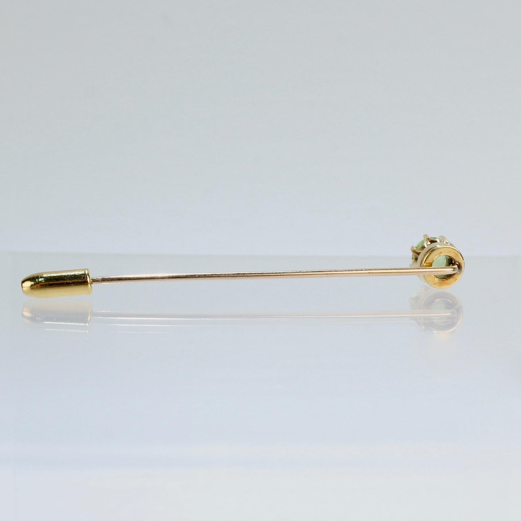 Vintage 14 Karat Gold and Peridot Gemstone Stick Pin 1