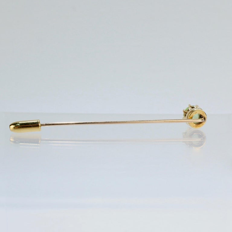 Vintage 14 Karat Gold and Peridot Gemstone Stick Pin at 1stDibs