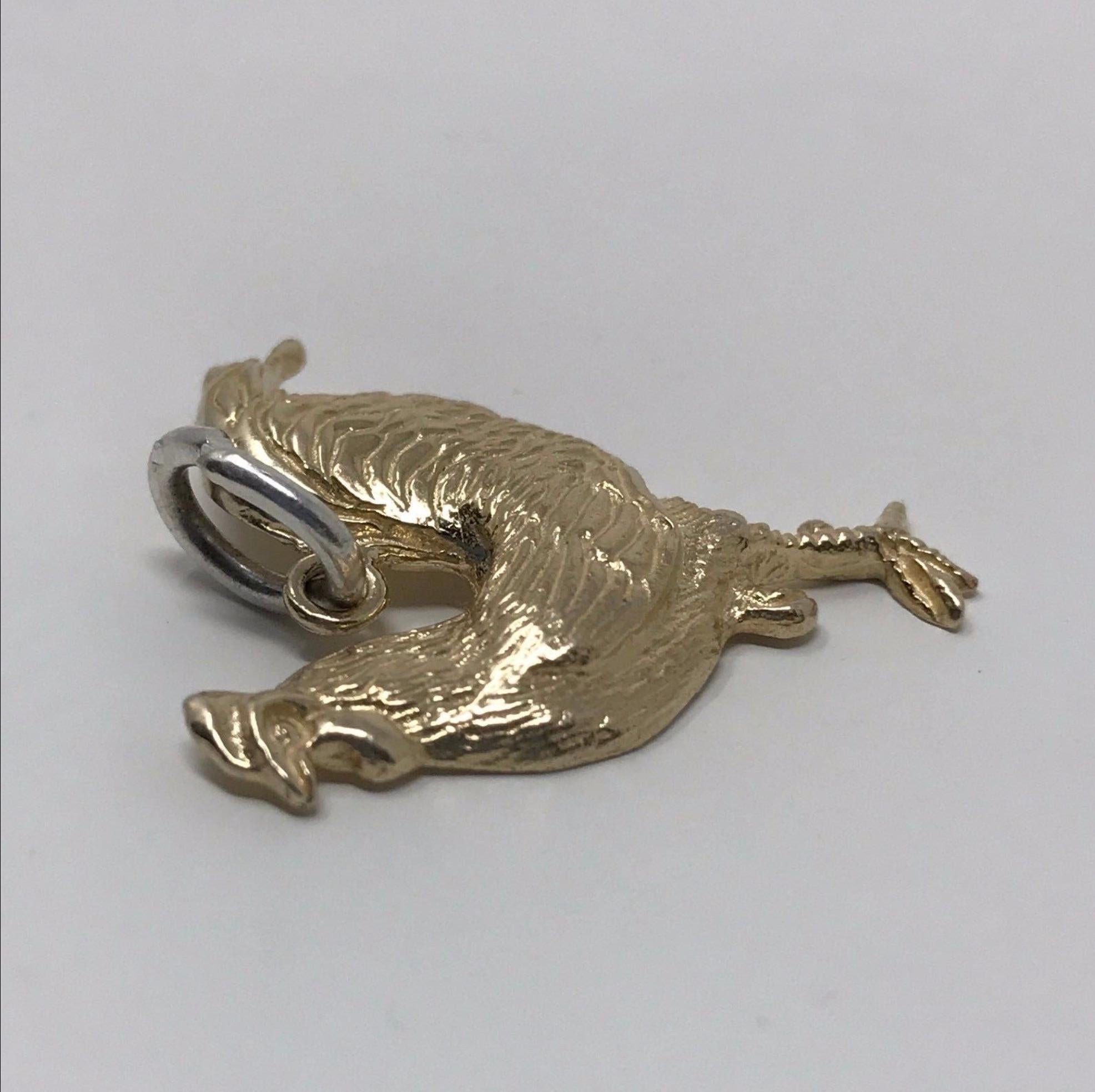 Vintage 14 Karat Gold Rooster Charm/Pendent In Excellent Condition For Sale In Saint Charles, IL