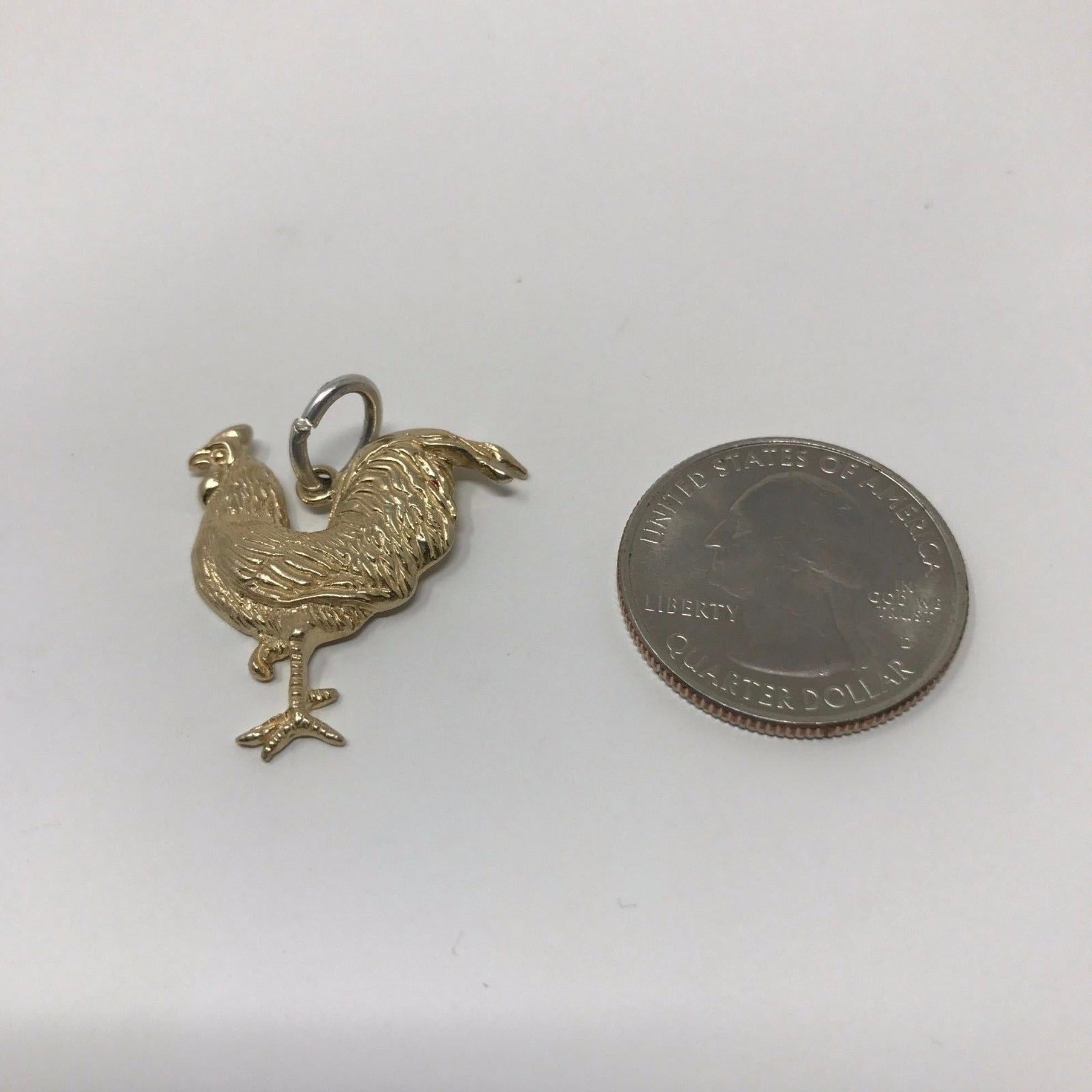 Women's or Men's Vintage 14 Karat Gold Rooster Charm/Pendent For Sale