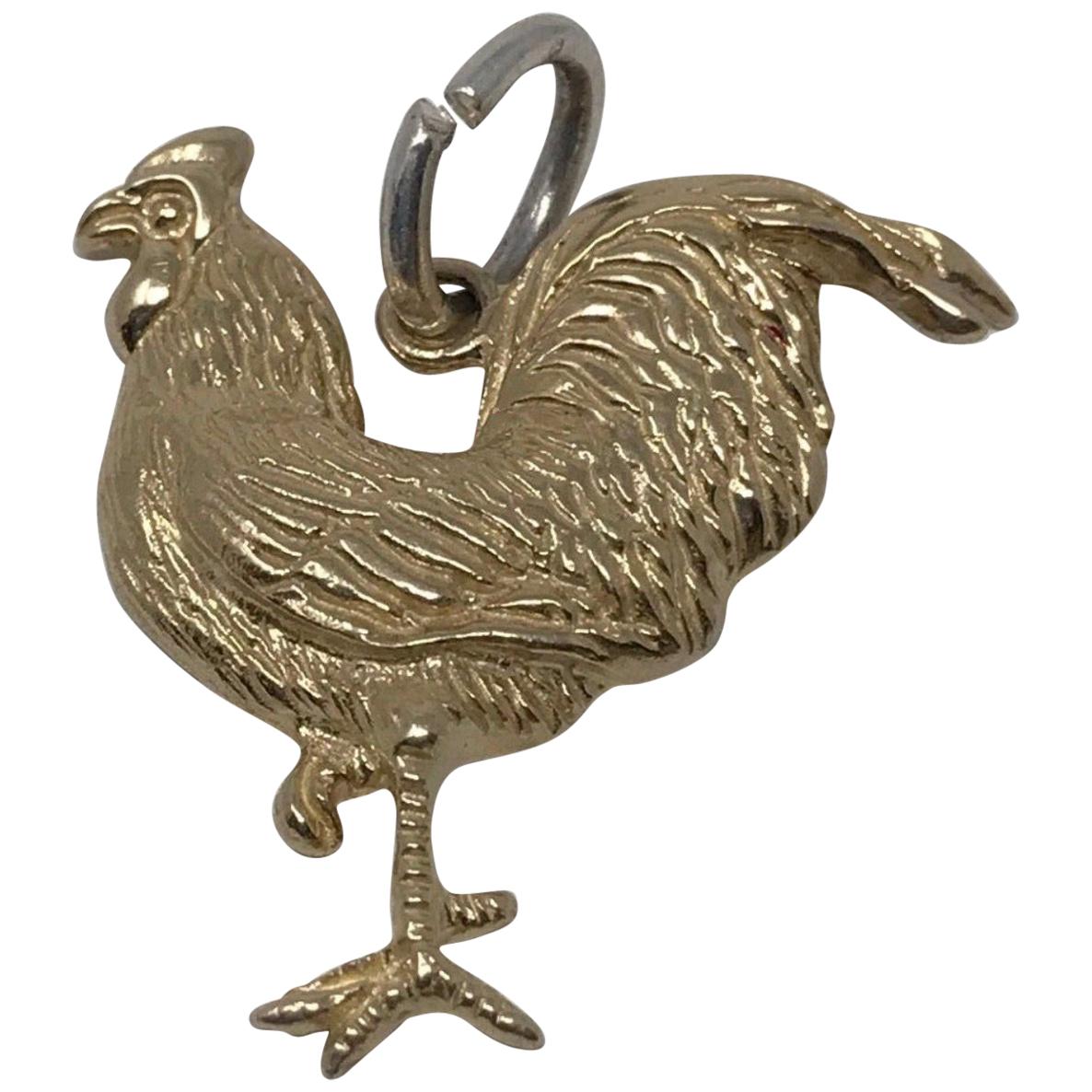 Vintage 14 Karat Gold Rooster Charm/Pendent For Sale