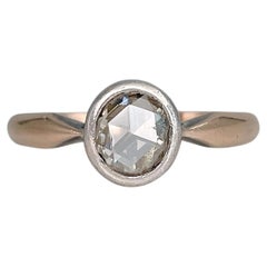 Vintage 9 Karat Gold 0.50 Carat Rose Cut Diamond Solitaire Engagement Ring