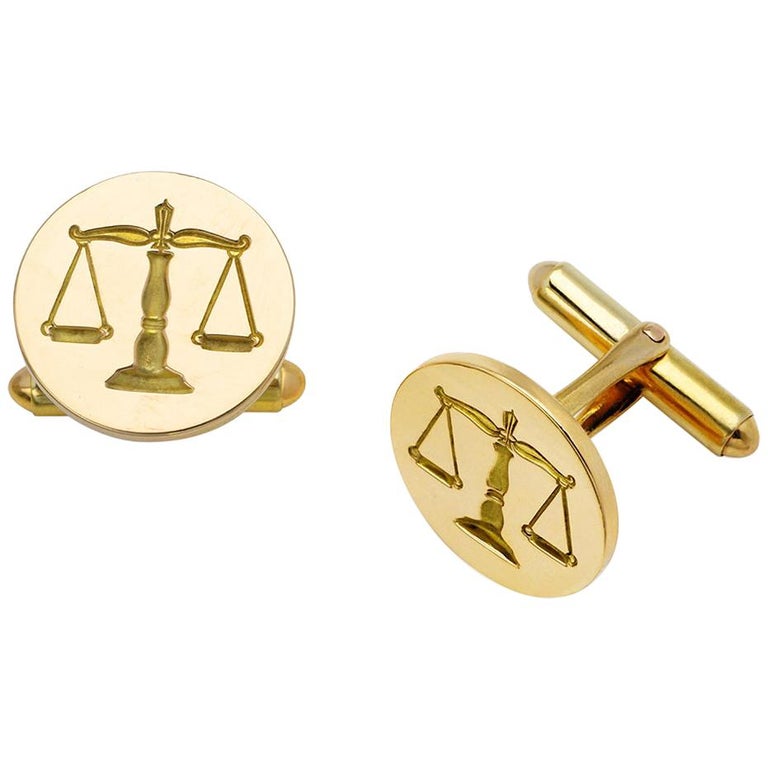 Vintage 14 Karat Gold Scales Of Justice Cuff Links For Sale At 1stdibs
