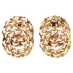 Boucles d'oreilles Clip-On en or 14 carats Sculptural Spiral Twisted Chains