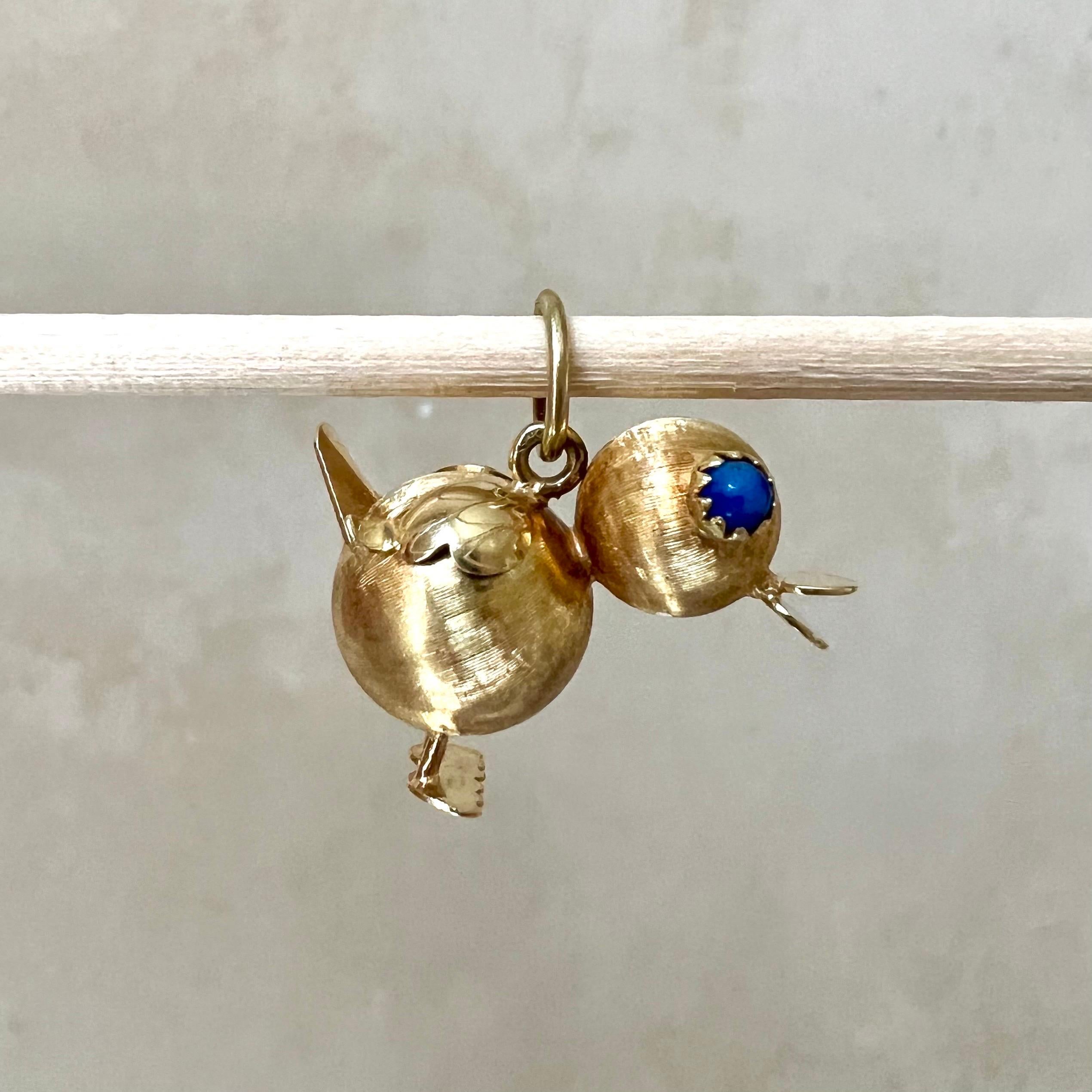 Colgante vintage de oro de 14 quilates con textura de pato en Excelente estado para la venta en Rotterdam, NL