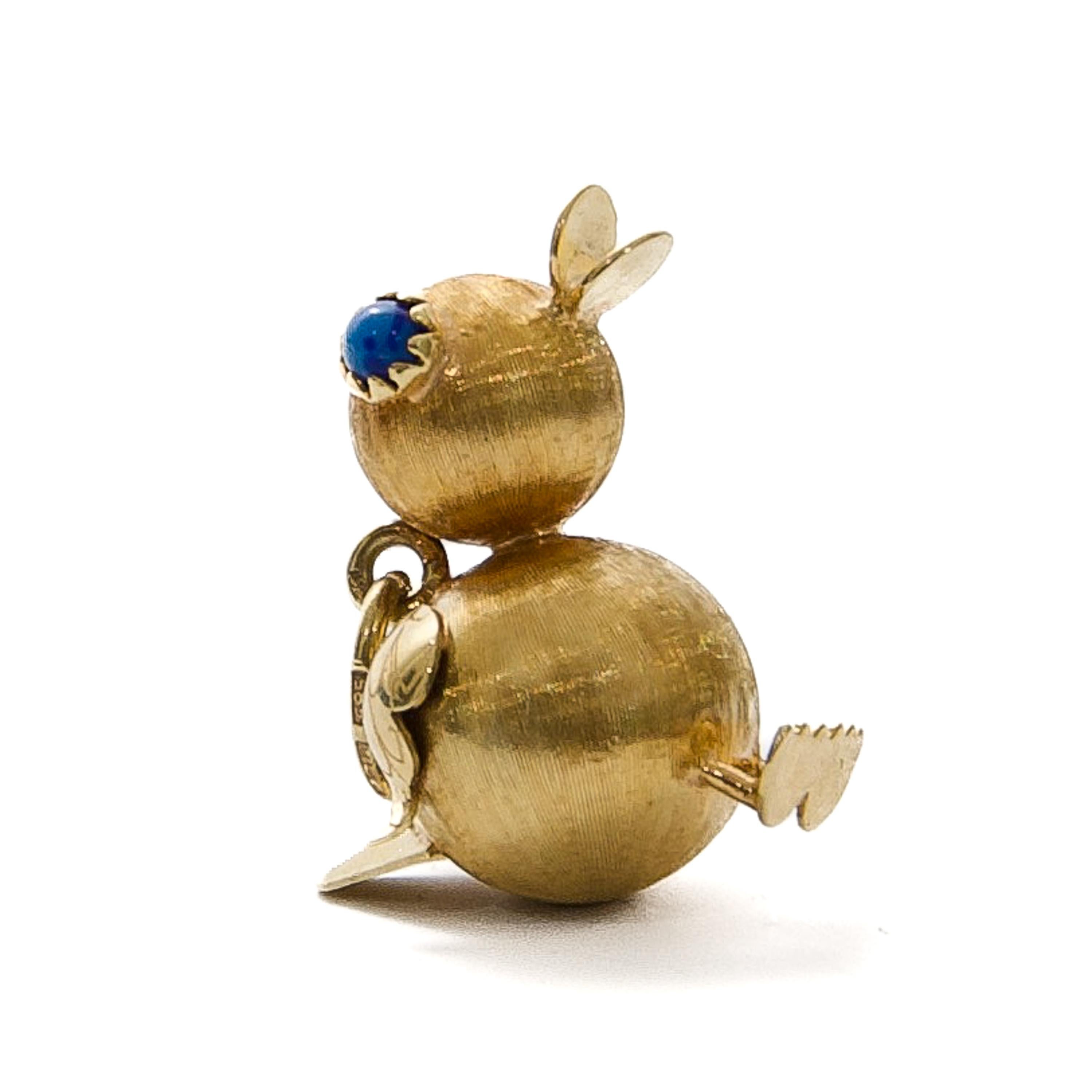 Vintage 14 Karat Gold Textured Duck Charm Pendant For Sale 4